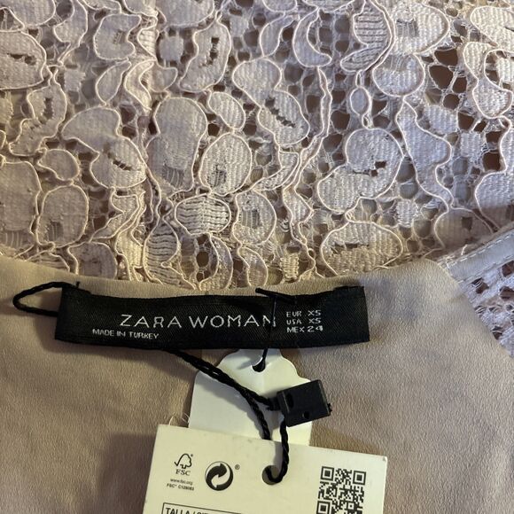 NWT ZARA PALE PINK EYELET LACE CAP SLEEVE SHIFT DRESS size XS - Picture 9 of 10